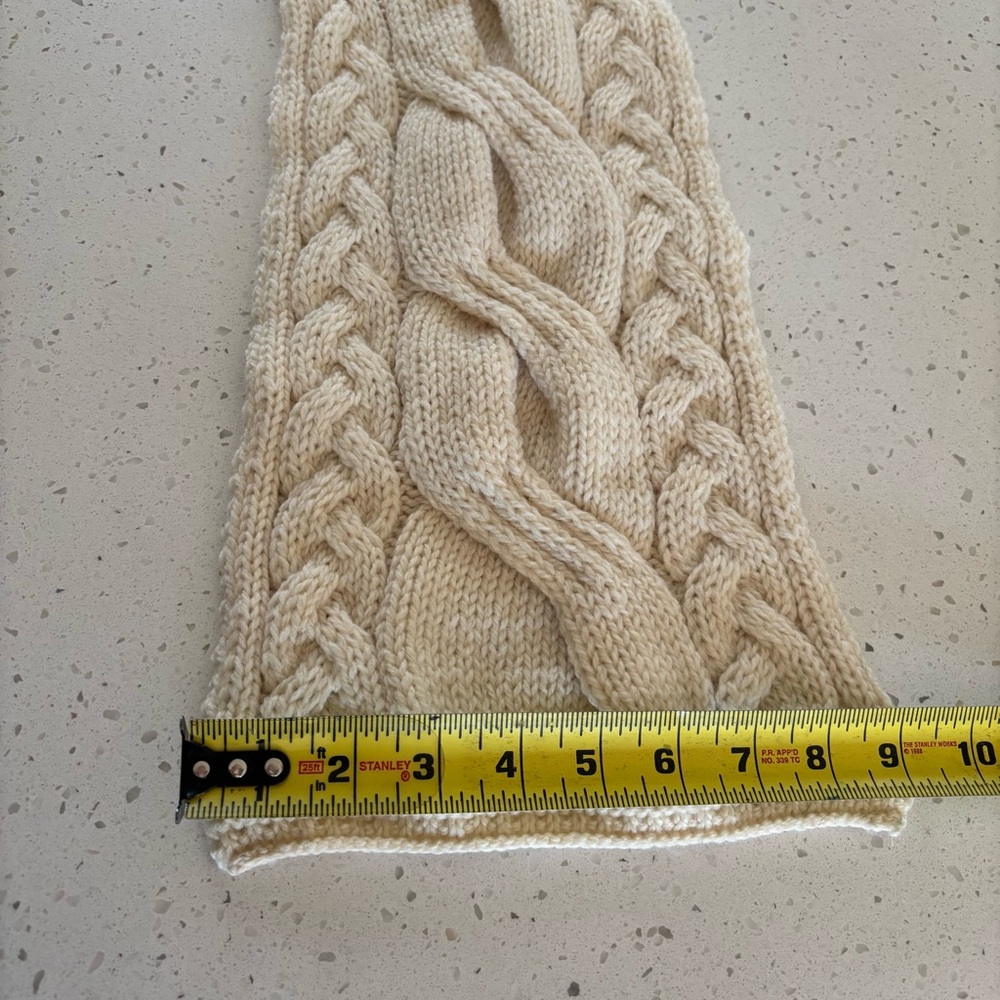 Aran Crafts Cream Ivory 100% Wool Cable Knit Scarf Irish Ireland - Picture 5 of 5